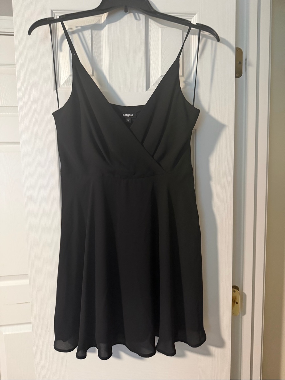 Express Black Classic Spaghetti-Strap Wrap Mini Dress